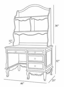 French Student Desk with Hutch (Versailles)