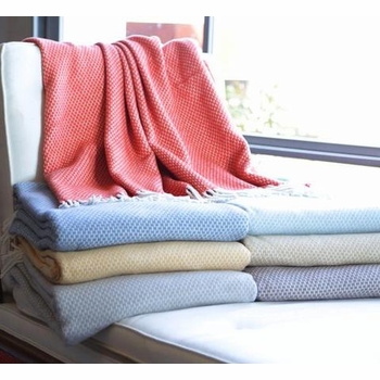 Fringed Throw Blanket - Rice Pattern (Several Colors Available)