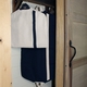Garment Bag - Natural with Navy Stripe