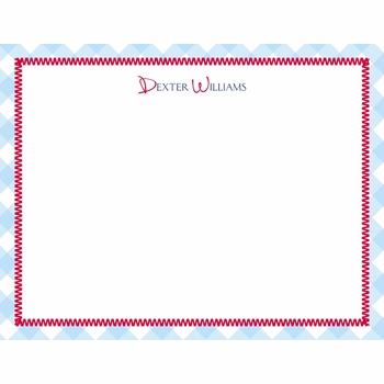 gingham blue children's stationary