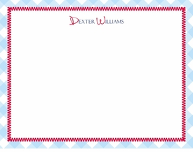 Gingham Blue Children's Stationery