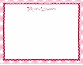 Gingham Pink Children's Stationery