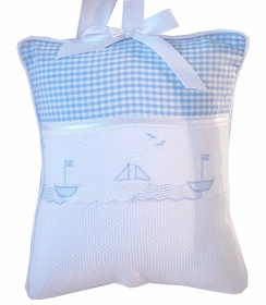 gingham sailboats embroidered crib bedding by blauen
