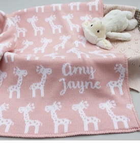 Giraffe Baby Blanket - Baby Pink