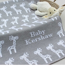 Giraffe Baby Blanket - Pale Grey