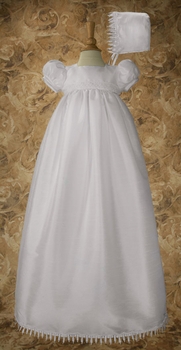 girls christening gown with chandelier trim