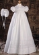 Girls Short Sleeve Christening Gown with Hand Embroidery