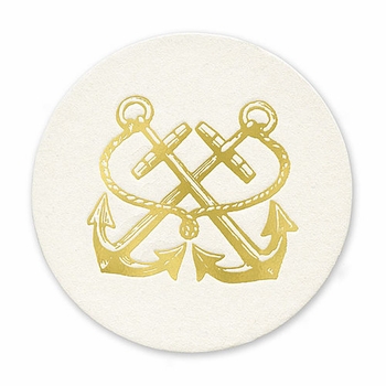 Gold Foil Stamped Anchor Coasters