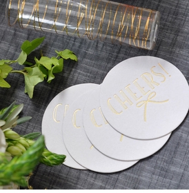 Gold Foil Stamped Bow Coasters