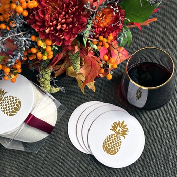 Gold Foil Stamped Pineapple Coasters