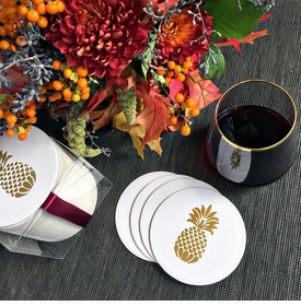 Gold Foil Stamped Pineapple Coasters
