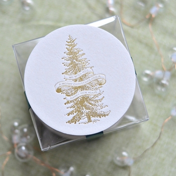 Gold Foil Stamped Tree Coasters
