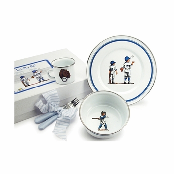 golden rabbit baseball boys dish set