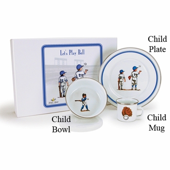 golden rabbit baseball boys dish set