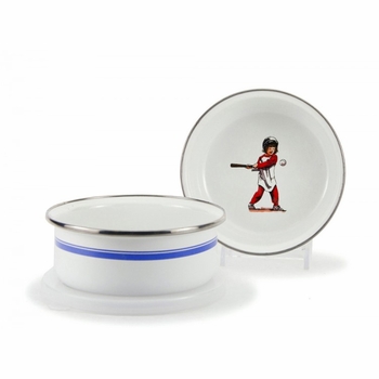 golden rabbit baseball boys dish set