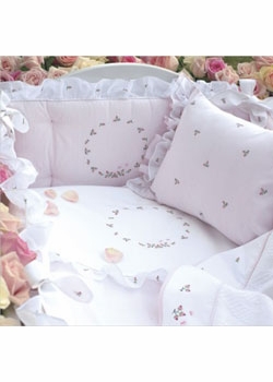 Gordonsbury Rosebuds Embroidered Crib Sheet