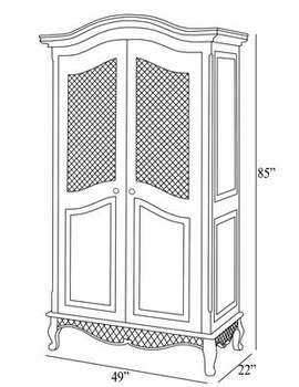 grand armoire w/wire mesh doors (linen/pink)
