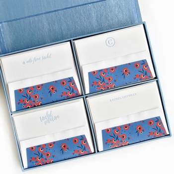 grand light blue silk stationery box - g7
