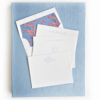 grand light blue silk stationery box - g7