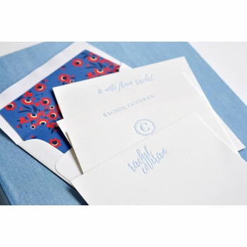 grand light blue silk stationery box - g7