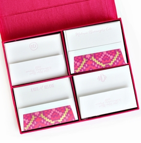 Grand Magenta Silk Stationery Box - G12