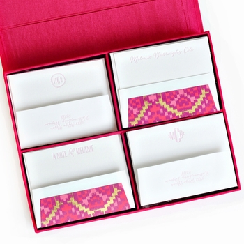 Grand Magenta Silk Stationery Box - G12
