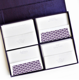 Grand Purple Silk Stationery Box - G14