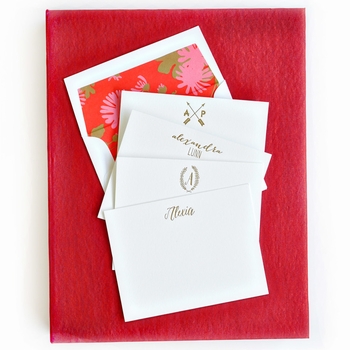 Grand Red Silk Stationery Box - G15