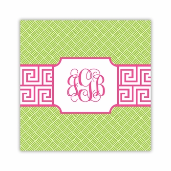 greek key band pink square paper coaster<br>set of 50