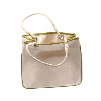 green accented rope tote