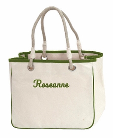 Green Accented Rope Tote
