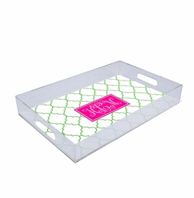 green trellis lucite tray