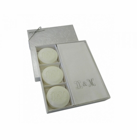 Guest Bar Round Soap Set Vine Initial with Towel