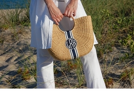 Half Moon Monogrammed Large Basket Bag