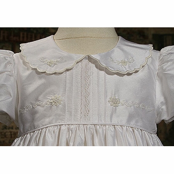Hand Embroidered Silk Christening Gown