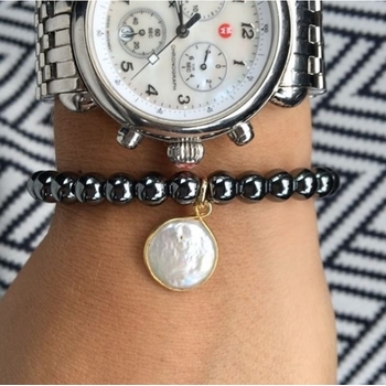Hematite & Coin Pearl Aria Bracelet