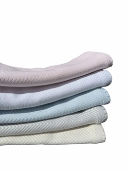 herringbone baby blanket with stitched edge 