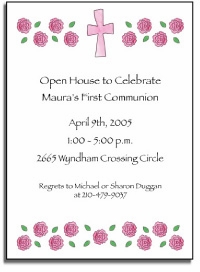 Invitations Pink Cross & Roses - Personalized