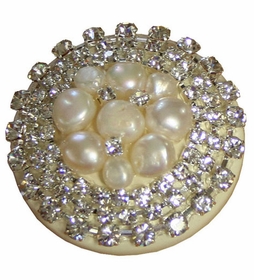 Ivory Freshwater Pearl Cluster & Rhinestone Drawer Knob