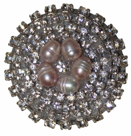 Ivory Freshwater Pearl Flower & Rhinestone Drawer Knob