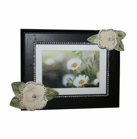 Ivory Roses with Bling Dark Picture Frame