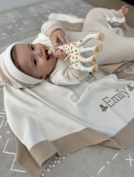 jersey knit baby blanket with contrast rib border