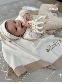 jersey knit baby blanket with contrast rib border