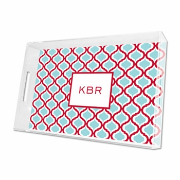 kate red & teal lucite tray - large