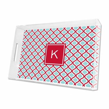 kate red & teal lucite tray - large