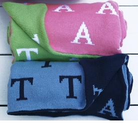 knit baby blanket - initials
