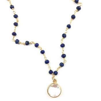Lapis & Clear Crystal Heather Choker Necklace