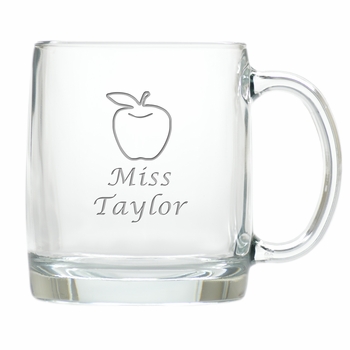large glass mug - apple teacher name