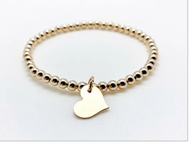 Large Heart Beaded Bracelet - 14k 4mm