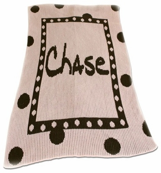 large polka dot and name throw blanket